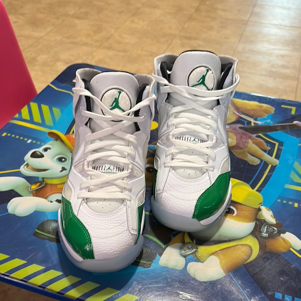 Kids White and Green Sneakers